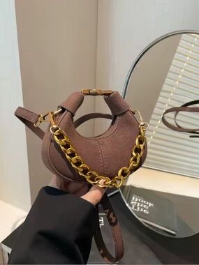 Target Brown Mini Shoulder Bag with Gold Chain